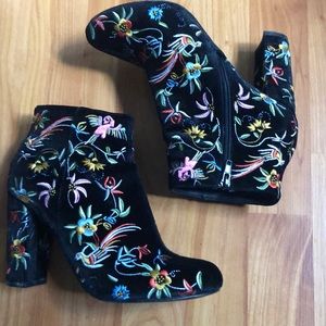 Nasty Gal Velvet embroidered high heel boots